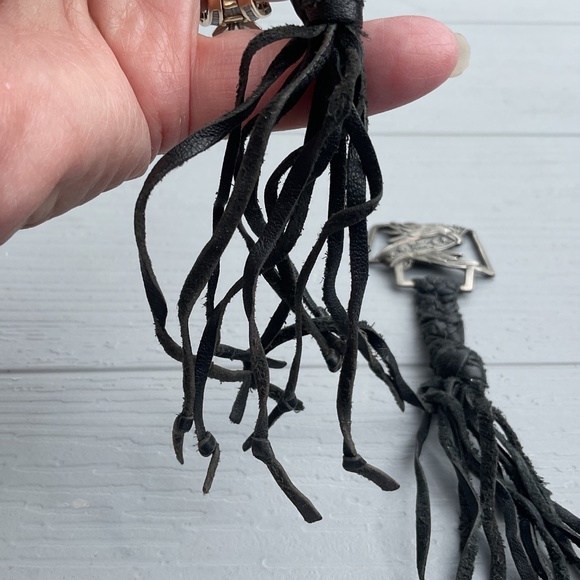 Zodiac USA boot tassels vintage 1980’s brass black leather - Picture 5 of 9